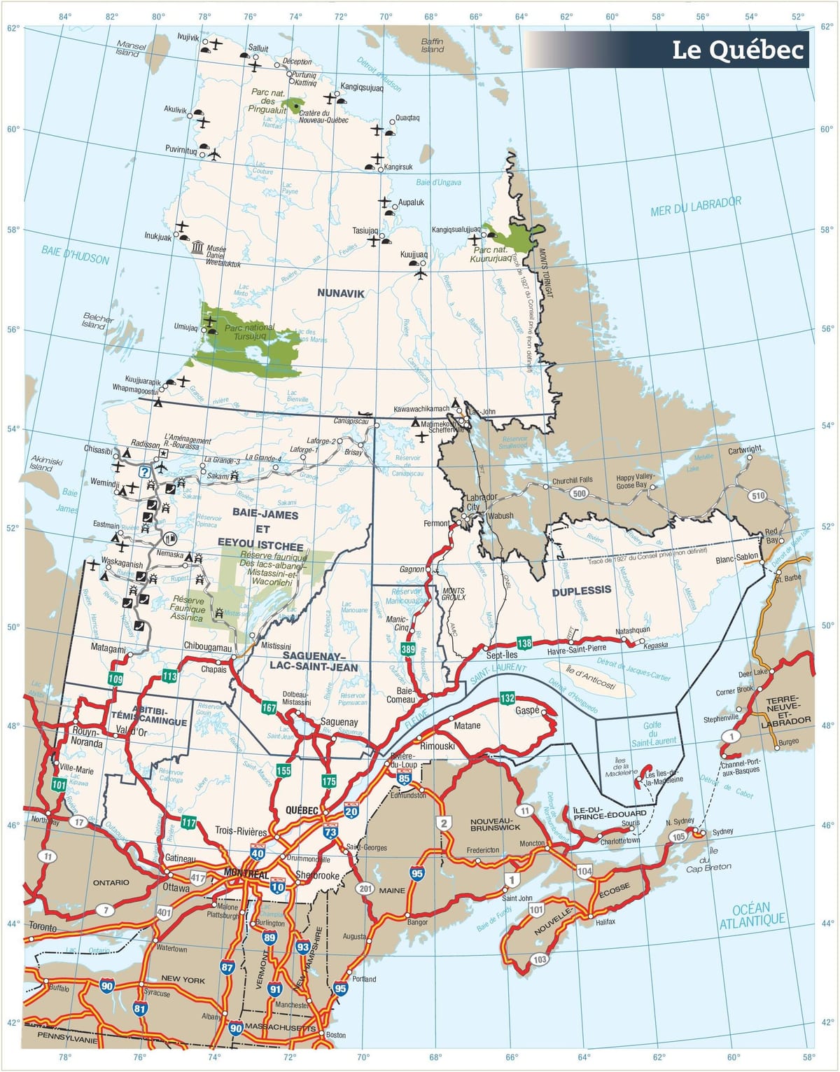 Mapa ng kalsada Quebec canada