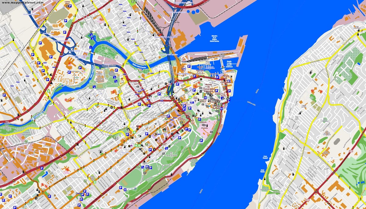 Mapa ng Quebec Lungsod at mga nakapaligid na lugar