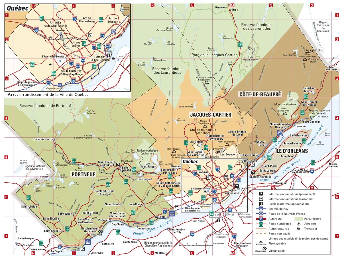 Mapa ng bayan ng Quebec