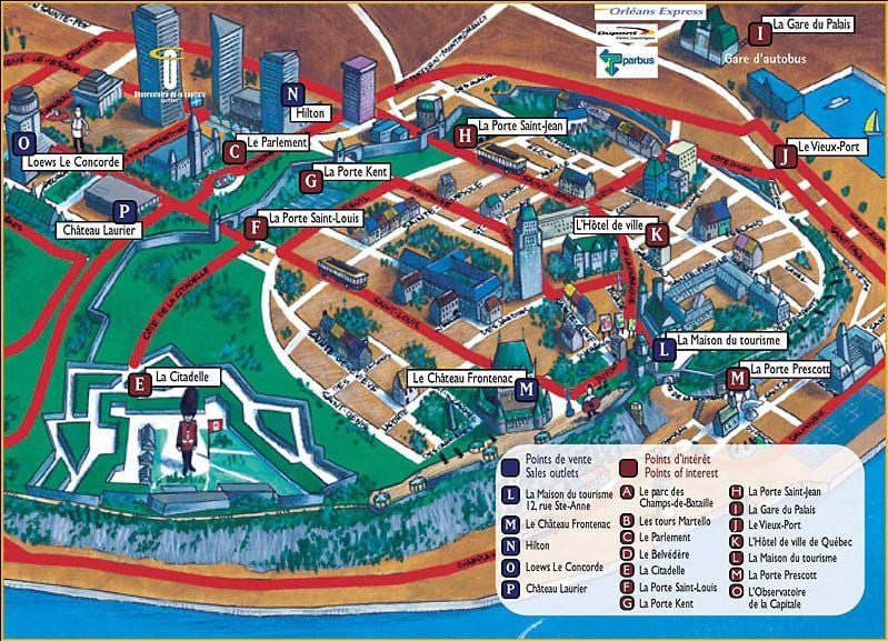 Quebec atraksyon mapa