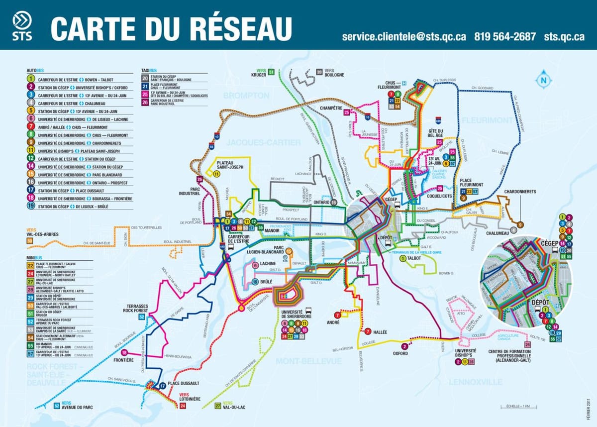 Quebec City bus sa mga ruta sa mapa