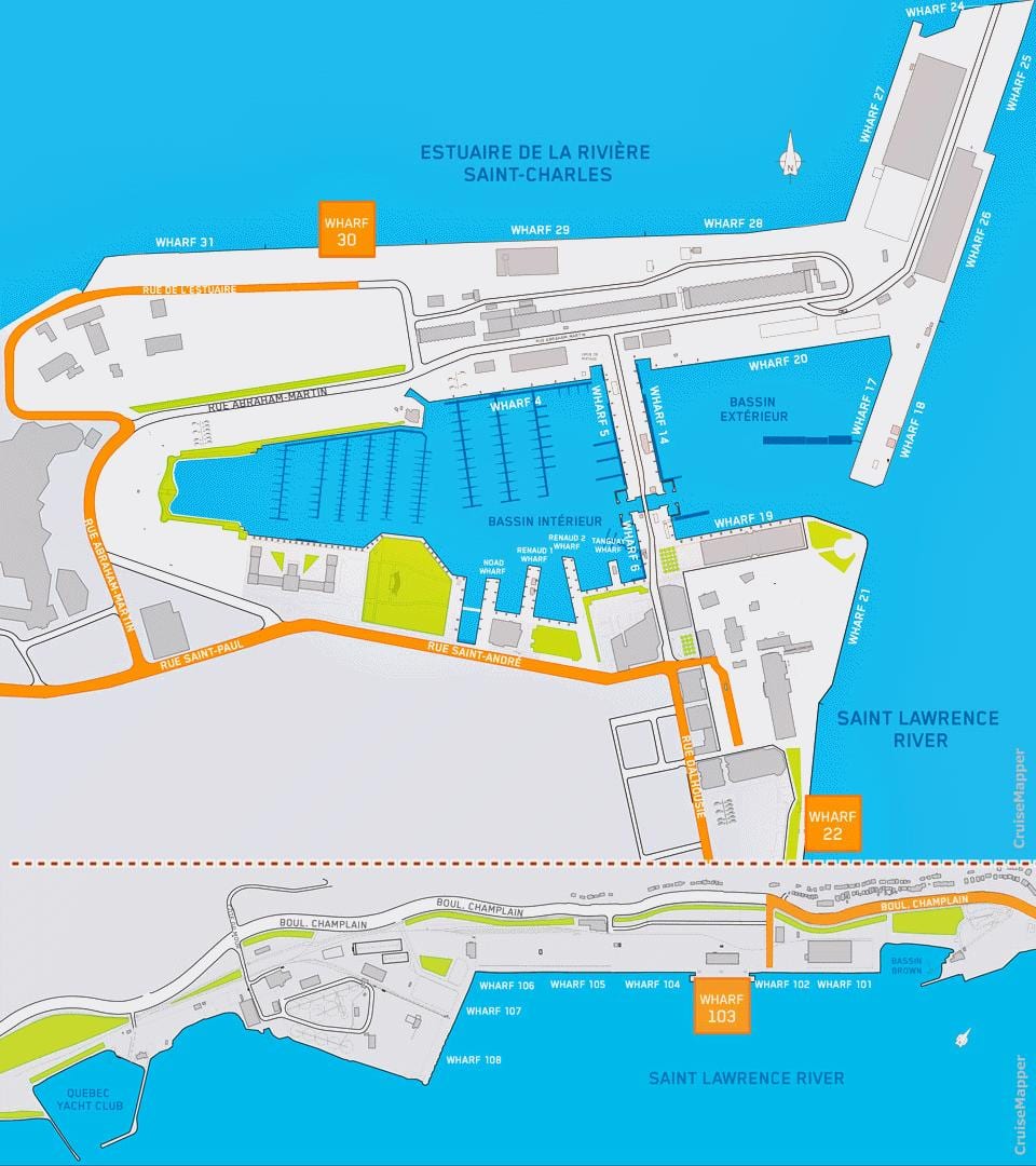 Mapa ng Quebec City cruise port