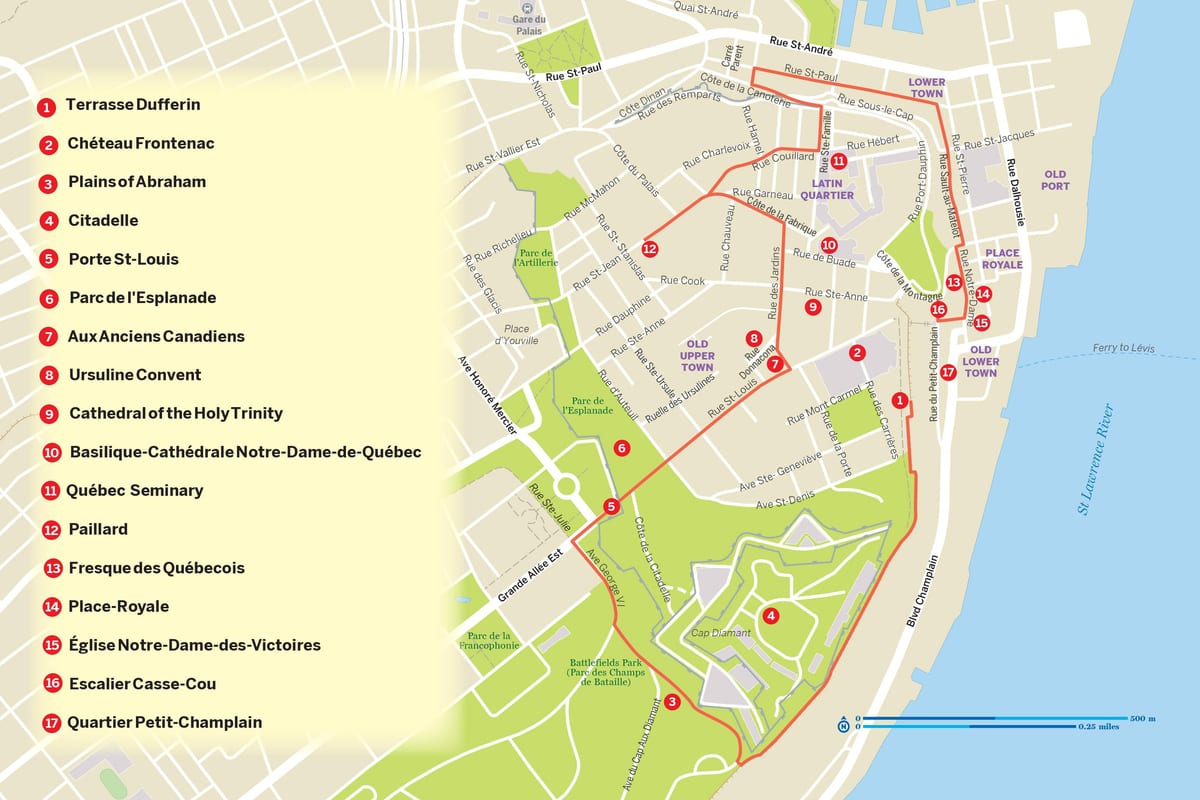 Mapa ng Quebec City hop sa hop-off