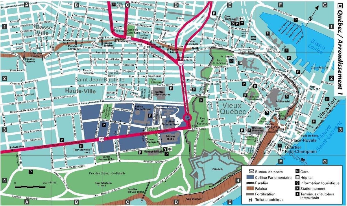 Quebec City kapitbahayan mapa