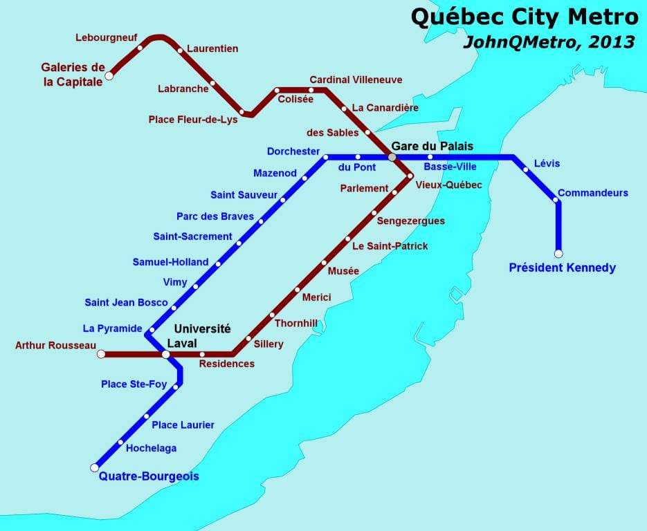 Quebec City subway mapa