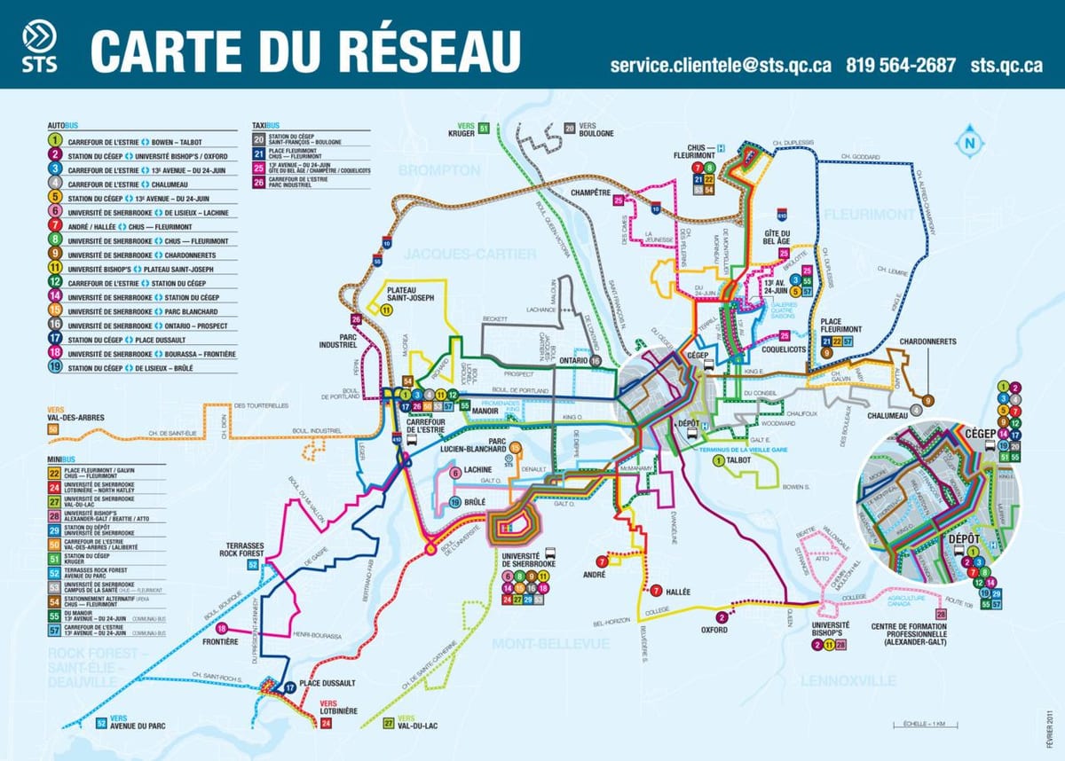 Quebec City pampublikong transportasyon sa mapa