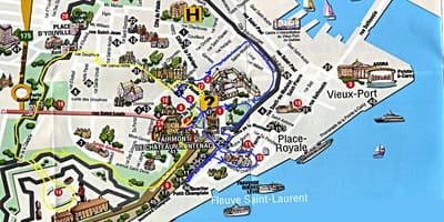 Mapa ng old Quebec na may mga atraksyon
